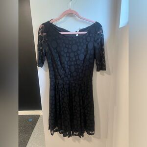 Lauren Conrad, black dress with polkadot overlay